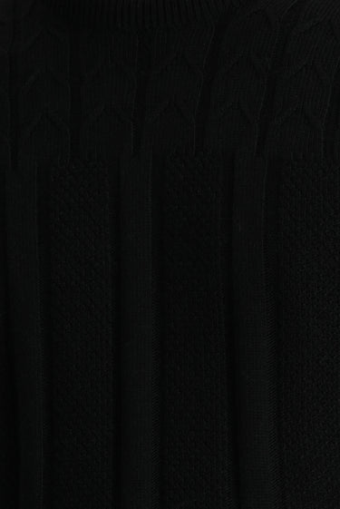 Siyah Bisiklet Yaka Regular Fit Desenli Triko Kazak