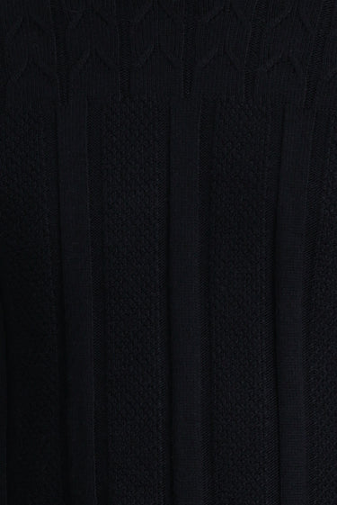 Koyu Lacivert Bisiklet Yaka Regular Fit Desenli Triko Kazak