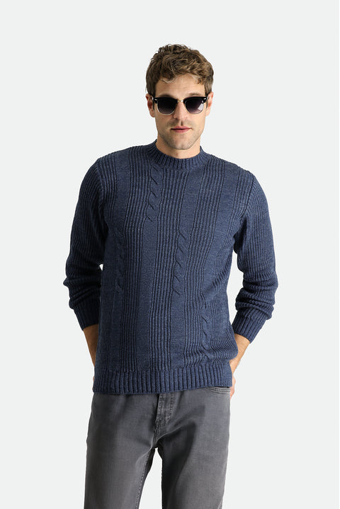 İndigo Bisiklet Yaka Slim Fit Dar Kesim Desenli Triko Kazak