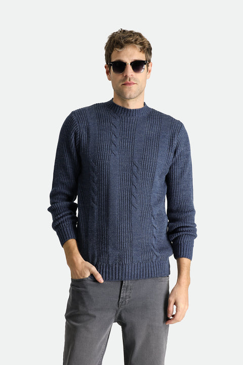 İndigo Bisiklet Yaka Slim Fit Dar Kesim Desenli Triko Kazak
