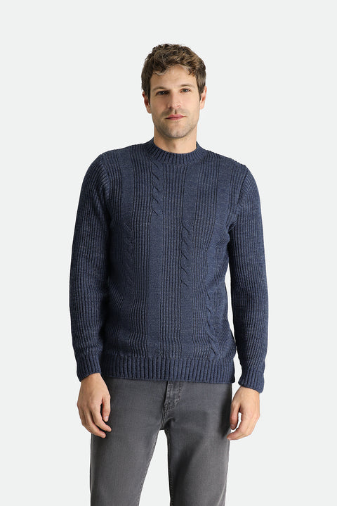 İndigo Bisiklet Yaka Slim Fit Dar Kesim Desenli Triko Kazak