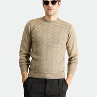 Orta Vizon Bisiklet Yaka Slim Fit Dar Kesim Desenli Triko Kazak