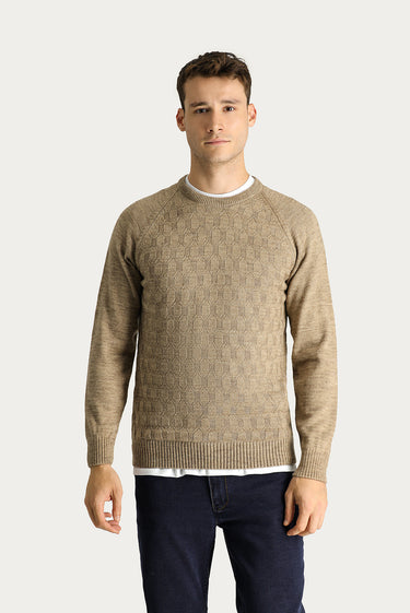 Orta Vizon Bisiklet Yaka Regular Fit Desenli Triko Kazak