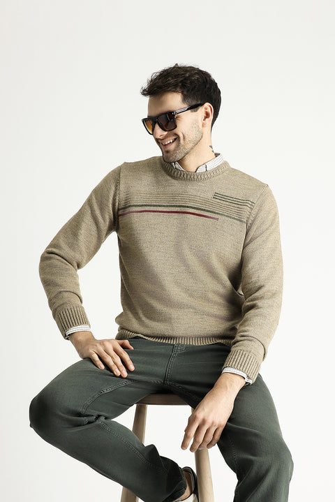 Orta Vizon Bisiklet Yaka Regular Fit Desenli Triko Kazak