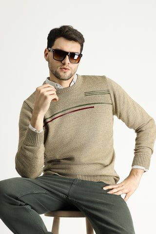  Orta Vizon Bisiklet Yaka Regular Fit Desenli Triko Kazak