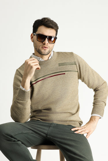 Orta Vizon Bisiklet Yaka Regular Fit Desenli Triko Kazak