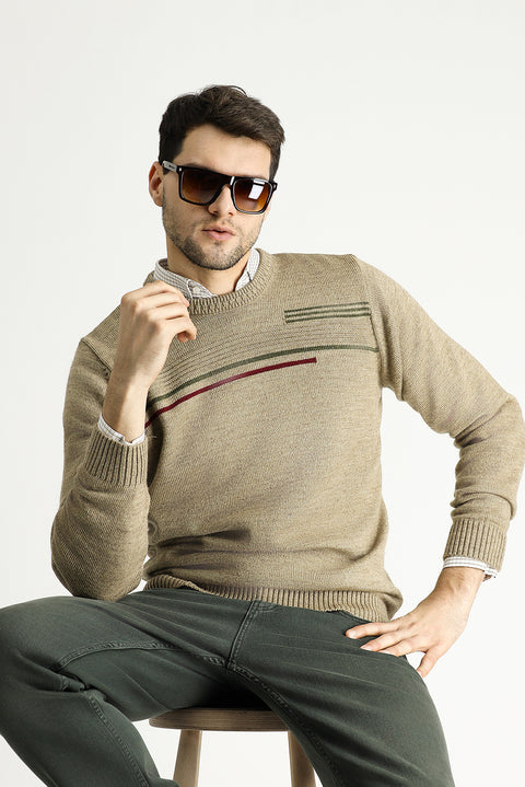 Orta Vizon Bisiklet Yaka Regular Fit Desenli Triko Kazak