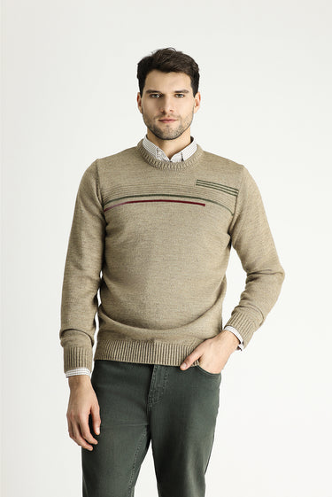 Orta Vizon Bisiklet Yaka Regular Fit Desenli Triko Kazak