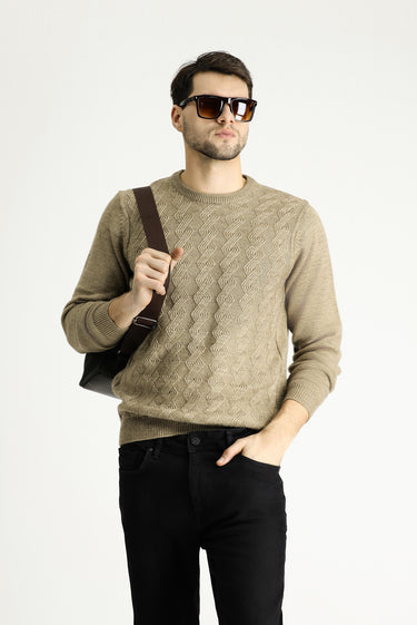  Orta Vizon Bisiklet Yaka Slim Fit Dar Kesim Desenli Triko Kazak