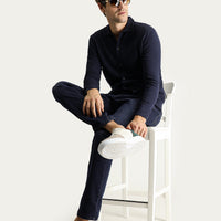 Koyu Lacivert Slim Fit Dar Kesim Yünlü Triko Hırka