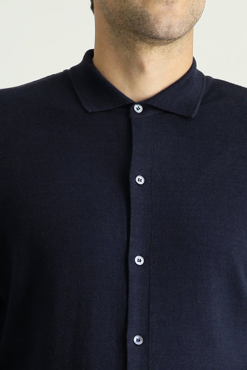 Koyu Lacivert Slim Fit Dar Kesim Yünlü Triko Hırka