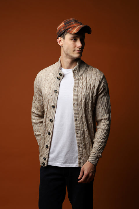Medium Beige Knitted Cardigan