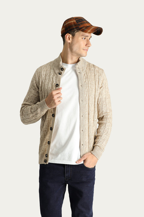 Medium Beige Knitted Cardigan