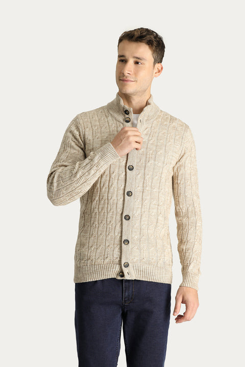 Medium Beige Knitted Cardigan