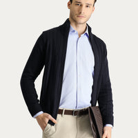 Koyu Lacivert Fermuarlı Triko Hırka