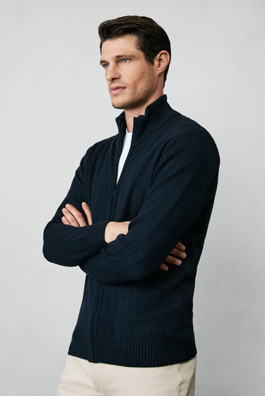  Koyu Lacivert Fermuarlı Triko Hırka