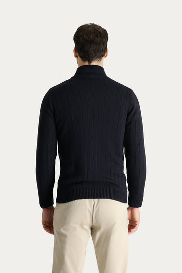  Koyu Lacivert Fermuarlı Triko Hırka