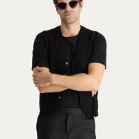 Siyah Pamuklu Triko Yelek