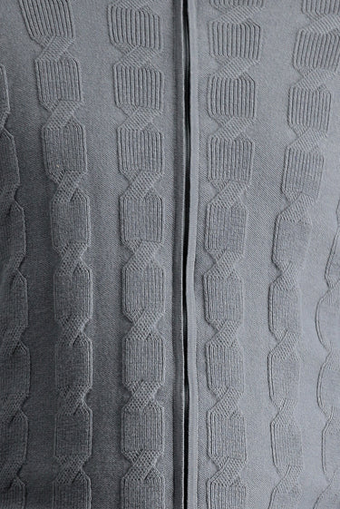 Orta Gri Melanj Slim Fit Dar Kesim Yünlü Desenli Pamuklu Triko Hırka