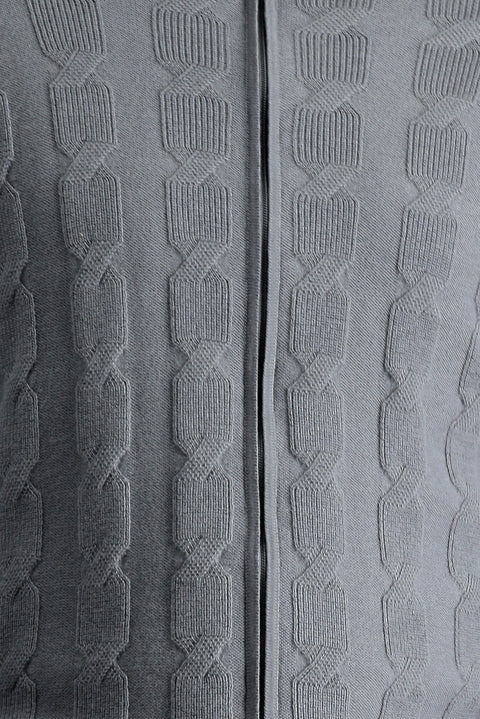 Orta Gri Melanj Regular Fit Yünlü Desenli Triko Hırka