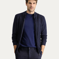 Koyu Lacivert Slim Fit Dar Kesim Triko Hırka