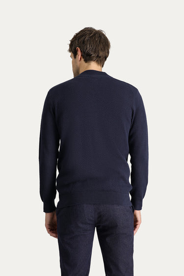 Koyu Lacivert Slim Fit Dar Kesim Triko Hırka