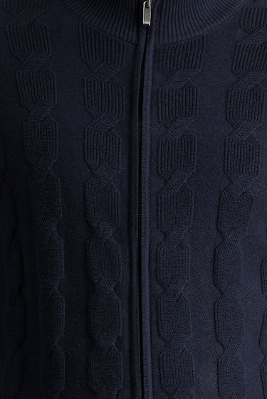 Koyu Lacivert Slim Fit Dar Kesim Triko Hırka