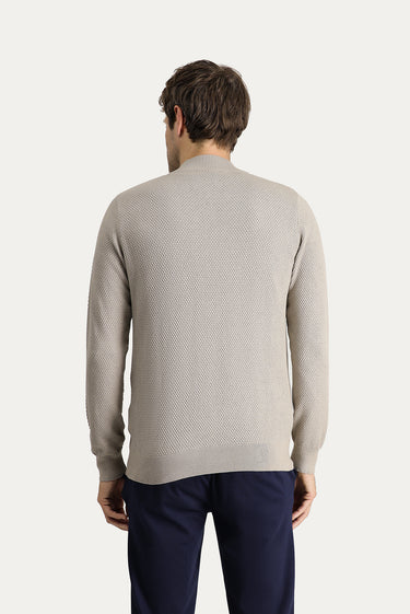 Orta Vizon Slim Fit Dar Kesim Yünlü Desenli Pamuklu Triko Hırka