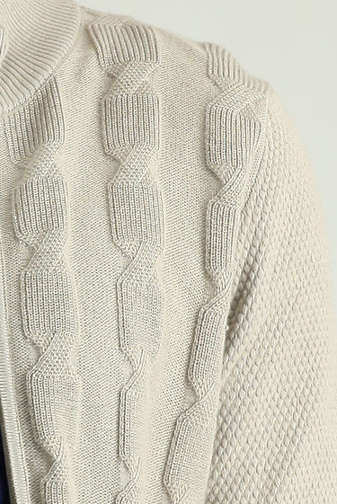 Orta Vizon Slim Fit Dar Kesim Yünlü Desenli Pamuklu Triko Hırka