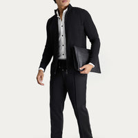 Siyah Slim Fit Dar Kesim Fermuarlı Triko Hırka