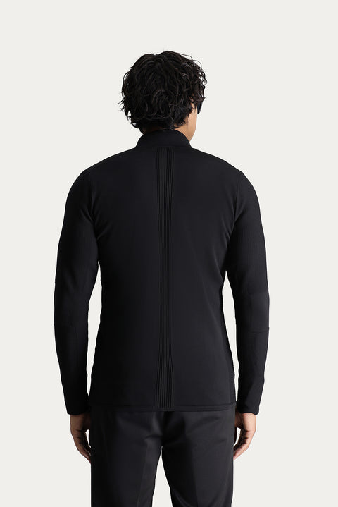 Siyah Slim Fit Dar Kesim Fermuarlı Triko Hırka
