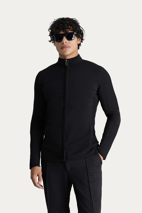 Siyah Slim Fit Dar Kesim Triko Hırka