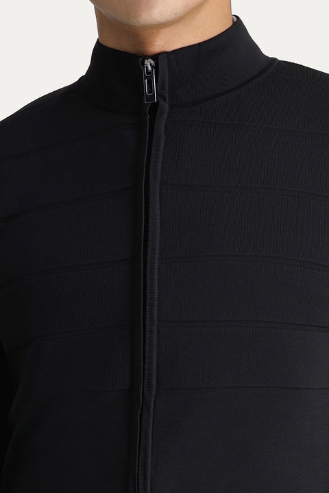Siyah Slim Fit Dar Kesim Triko Hırka