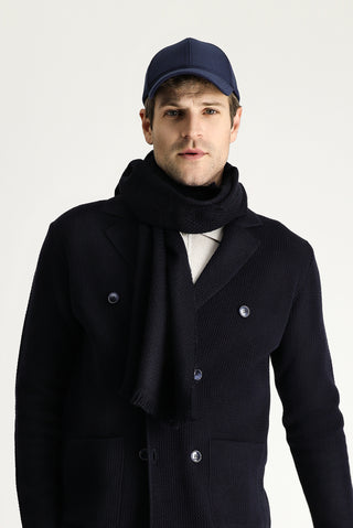 Koyu Lacivert Slim Fit Dar Kesim Kruvaze Pamuklu Triko Hırka