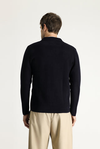 Koyu Lacivert Slim Fit Dar Kesim Kruvaze Pamuklu Triko Hırka