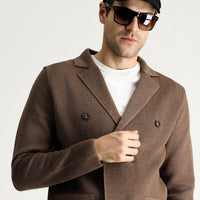 Medium Brown Melange Knit Jacket