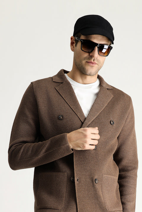 Medium Brown Melange Knit Jacket