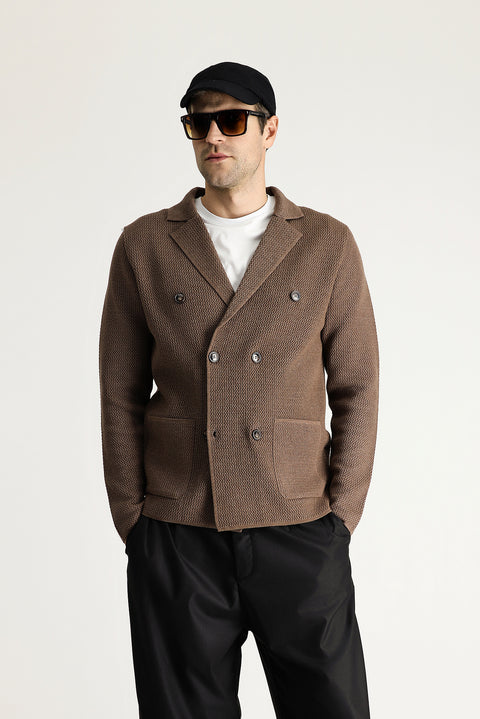 Medium Brown Melange Knit Jacket