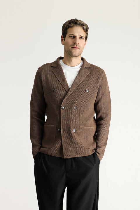 Medium Brown Melange Knit Jacket