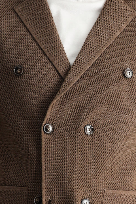 Medium Brown Melange Knit Jacket
