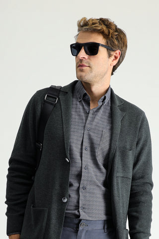  Koyu Antrasit Melanj Pamuklu Triko Hırka