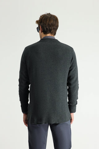  Koyu Antrasit Melanj Pamuklu Triko Hırka