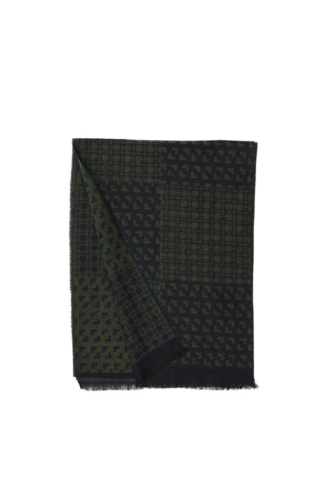 Koyu Yeşil Çift Taraflı Desenli Atkı