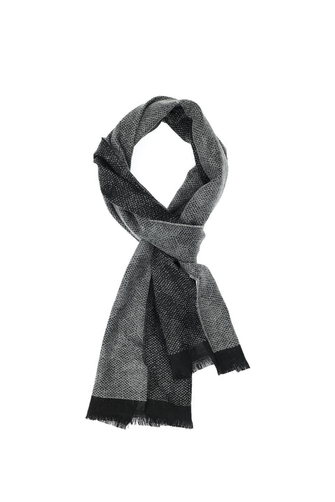 Siyah Çift Taraflı Desenli Atkı