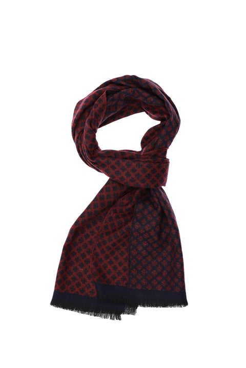 Koyu Bordo Çift Taraflı Desenli Atkı