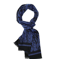 Koyu Mavi  Çift Taraflı Desenli Atkı