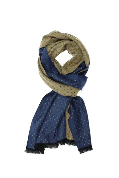 Açık Mavi Çift Taraflı Desenli Atkı