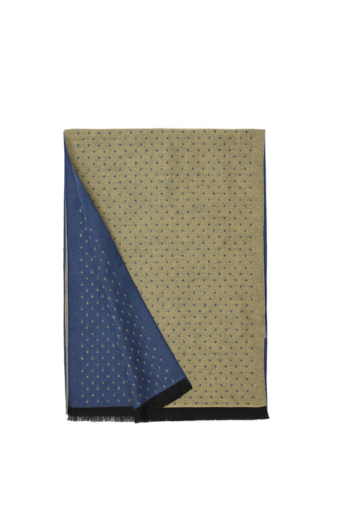 Açık Mavi Çift Taraflı Desenli Atkı