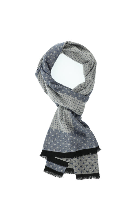 Açık Mavi Çift Taraflı Desenli Atkı