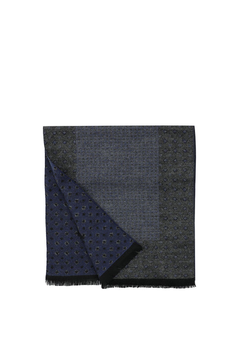 Orta Lacivert Çift Taraflı Desenli Atkı